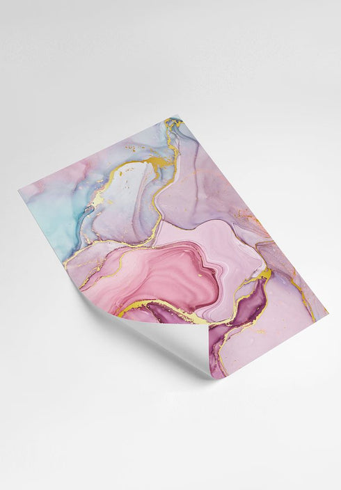 Aquarelle Rose Pastel Real Gold Lot de 2 affiches 50x70cm